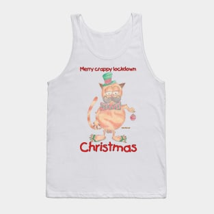 Merry crappy lockdown Christmas Cat with baubles Tank Top